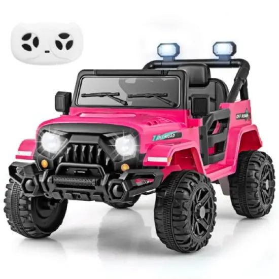 Costway 12V Kids Ride on Truck Car w/Remote Control, Threaded Wheels 3 Speeds LED Lights image {12}