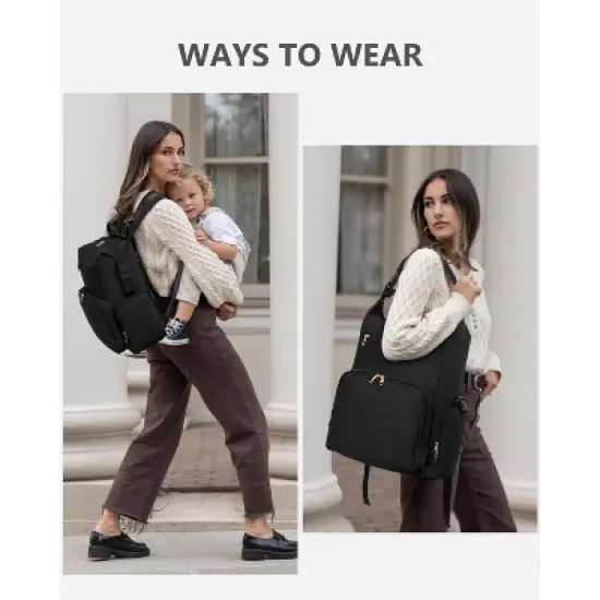 Neoprene Diaper Bag Backpack with Changing Pad - Black image {2}