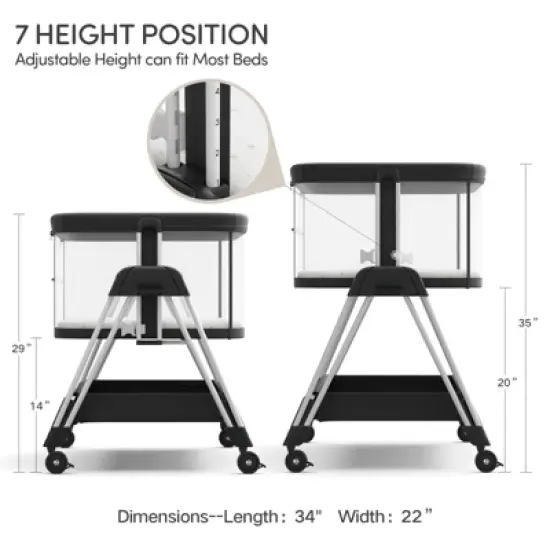 Fodoss Baby Bassinet Bedside Sleeper with Wheels & Storage Tray, Portable Crib for Newborns image {2}