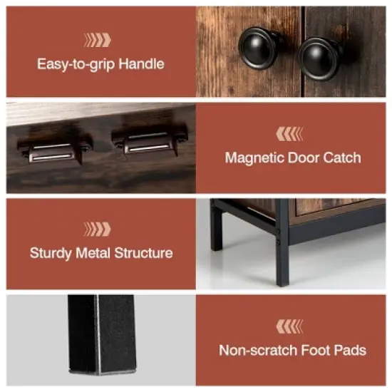 Costway 2-Door Industrial Kitchen Storage Cabinet Buffet Sideboard Open Shelves image {8}