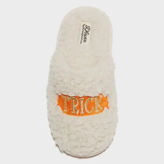 dluxe by dearfoams Kid's Halloween Trick or Treat Slippers - Cream image {3}