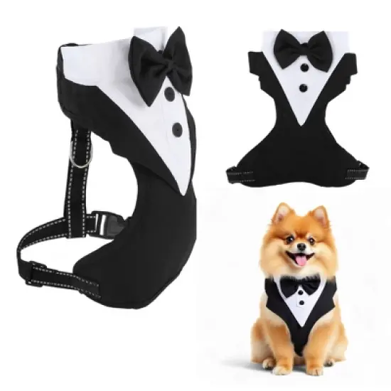Unique Bargains Dog Tuxedo for Wedding Black White 1 Pc image {9}