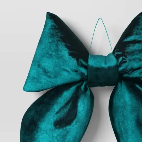 12" Christmas Velvet Bow Decor Teal - Wondershop&trade; image {2}