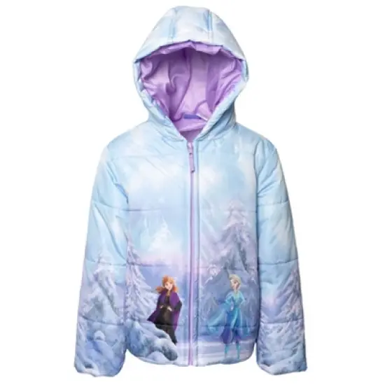 Disney Frozen Princess Anna Elsa Girls Zip Up Winter Coat Puffer Jacket Toddler image {10}