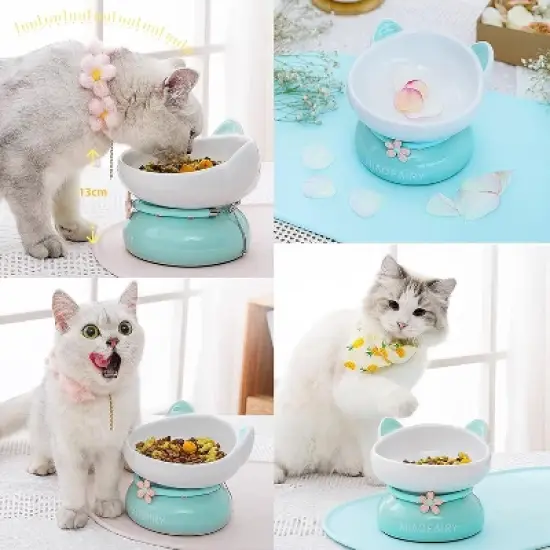 Fairyland&trade; - Ceramic Cat Bowl with Raised Stand, Cute Ear Design & Anti-Slip Base &ndash; Elevated Pet Food & Water Dish for Cats and Small Pets image {5}