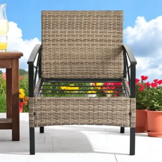 4-Piece Patio Furniture Set with PE Wicker, Metal Table, Cushions, and Comfortable Design for Outdoor Spaces image {3}