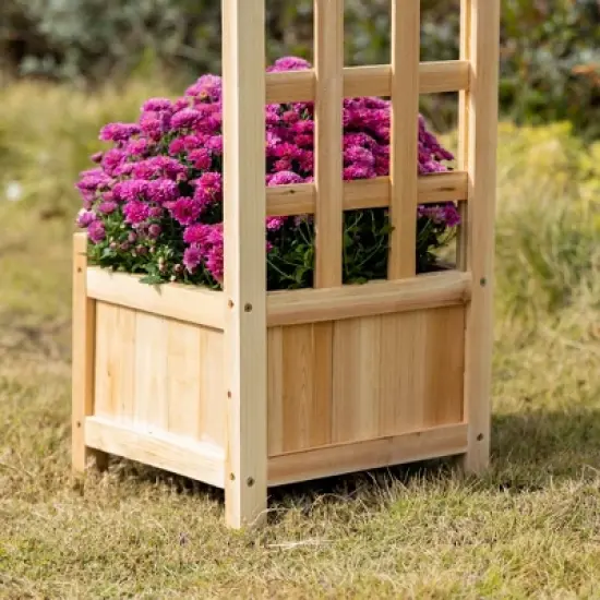 Outsunny Raised Garden Bed with Trellis Board Back & Strong Wooden Design & Materials image {4}