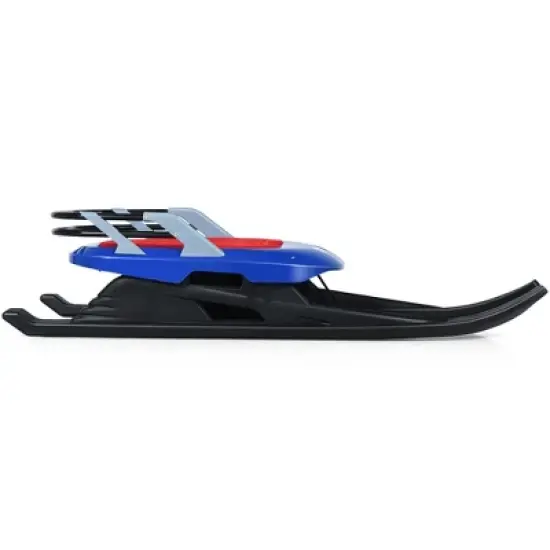 Costway Folding Kids Metal Snow Sled Frost-Resistant Pull Rope Snow Slider Leather Seat image {7}