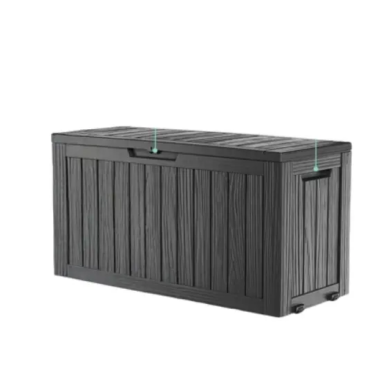 DSVIMOY Deck Boxes, 4-Piece 75 Gal Outdoor Storage Deck Box, Small Patio Storage Bin for Garden Tools, Black, 46.06"*21.06"*21.65" image {4}
