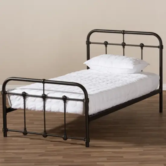 Twin Mandy Vintage Industrial Finished Metal Platform Bed Black - Baxton Studio image {6}