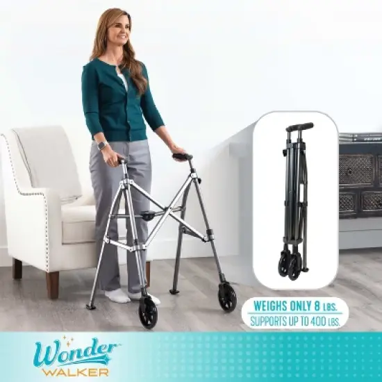 Stander Space Saver Walker, 2-Wheel Lightweight Folding Walker image {1}