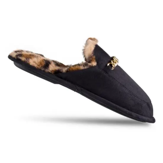 Jessica Simpson Women's Plush Microsuede Scuff Slipper with Chain Embellishment image {4}