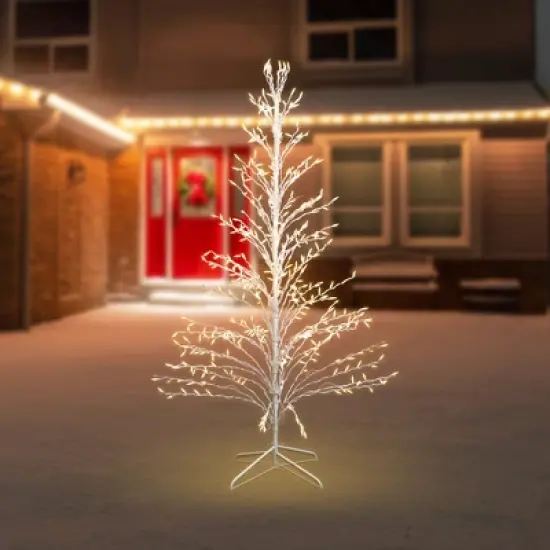 Northlight 6' Prelit Artificial Christmas Tree White Lighted Cascade Twig Outdoor Decoration - Clear Lights image {2}