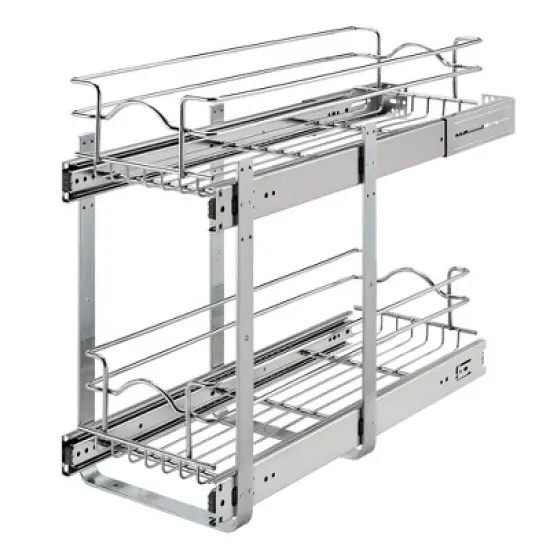 Rev-A-Shelf 5WB2 2-Tier Wire Basket Pull Out Shelf Storage for Kitchen Base Cabinet Organization, Chrome image {12}