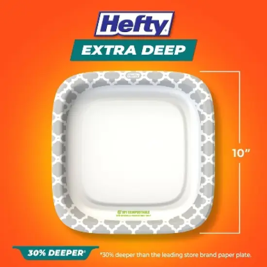 Hefty Extra Deep Square Disposable Plates 10" - 25ct image {2}