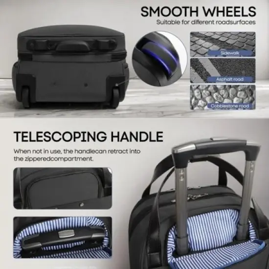 NEW YORK XPRESS XJ-5011 Underseat Soft Carry On Luggage, Rolling Wheels, Lightweight Travel Bag, 16" image {1}