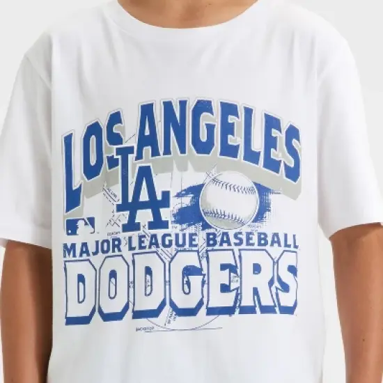 Boys' Los Angeles Dodgers Oversized Short Sleeve Graphic T-Shirt - White image {1}