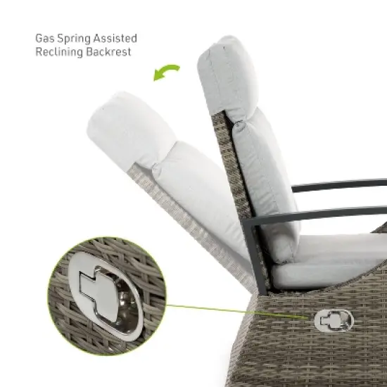 Greemotion 4pc Antigua Outdoor Patio Conversation Furniture Sets with Height Adjustable Table Brown: Modular Sectional, UV Protection image {4}