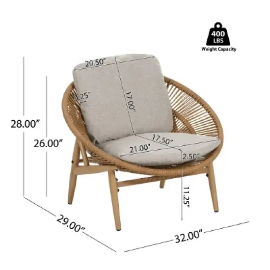 Outdoor Wicker Lounge Chairs with Cushions,Papasan Style Patio Chairs for Balcony or Poolside-Maison Boucle image {1}