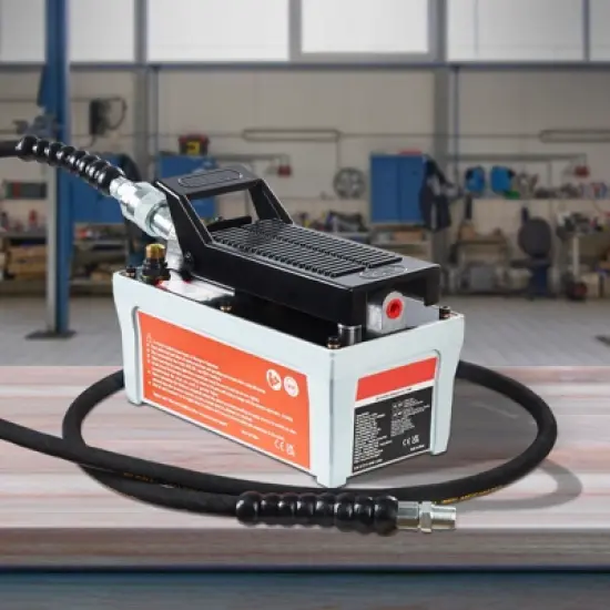 VEVOR Air Hydraulic Pump, 10,000 PSI 1/2 Gal Reservoir, NPT 3/8" Oil Outlet, NPT 1/4" Inlet, 6.6 ft Pipe, Gray image {1}