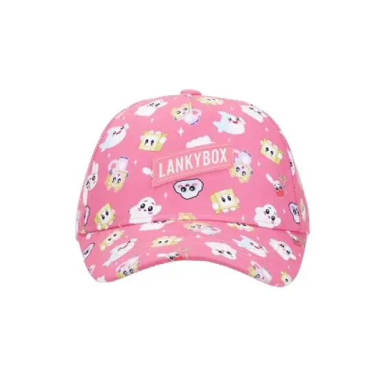 LankyBox Characters All-Over Print Youth Pink 5 Panel Curved Brim Hat image {1}