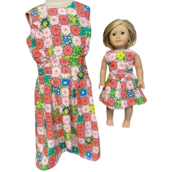 Doll Clothes Superstore Size 14 Matching Girl And Doll Flower Dresses image {1}
