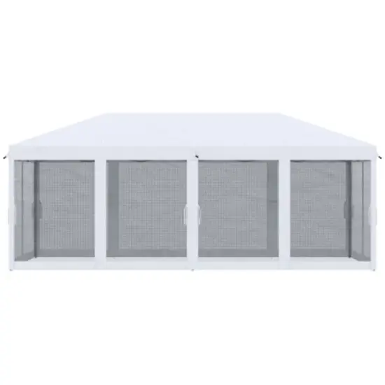 DSVIMOY 10'*20' Pop Up Canopy Tent with Netting, Instant Tents for Parties with Carry Bag for Garden, Cream White, 230.25"*116.25"*106.25" image {3}