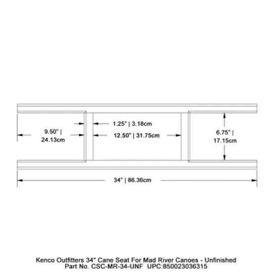Kenco Outfitters 34" Cane Seat for Mad River Canoes - Unfinished image {3}