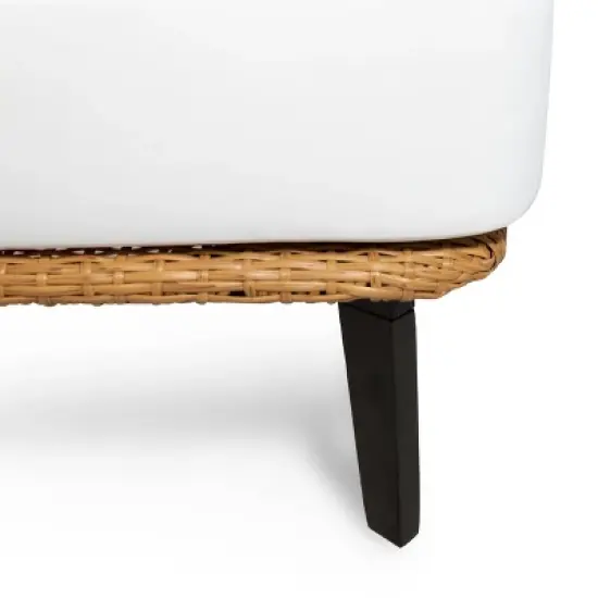 Nic 2pk Outdoor Wicker Club Chairs with Cushions - Light Brown/White - Christopher Knight Home image {8}