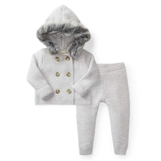 Hope & Henry Baby Faux Fur Hooded Sweater Set image {4}