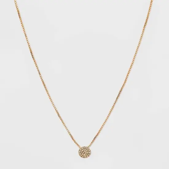 Pave Circle Pendant Necklace - A New Day&trade; Gold image {1}