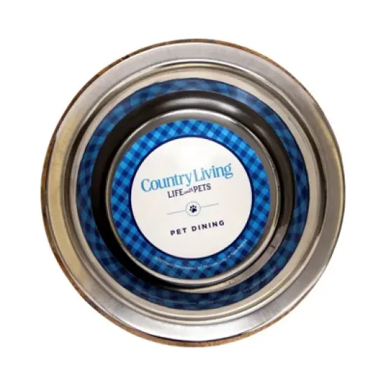 Country Living Stainless Steel Dog Bowl with Cylindrical Mango Wood Holder, Durable & Stylish Dish, Sustainable Dog Feeding Solution image {2}