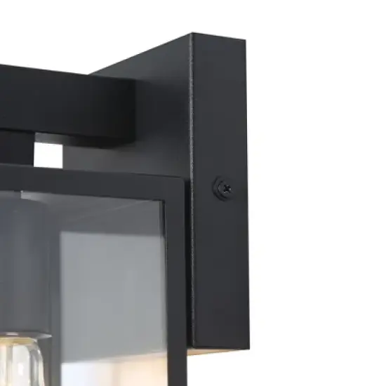 LNC Orlan 1-Light 9.3"H Modern Square Outdoor Wall Lights, Black with Clear Glass,2 Pack image {10}