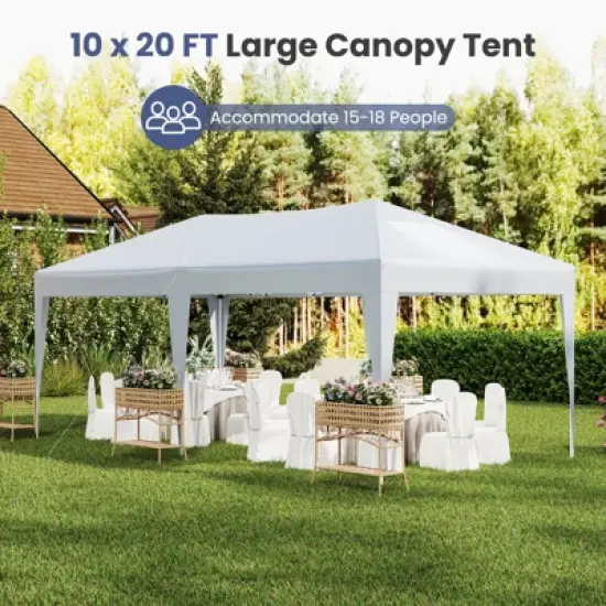 Tangkula 10 x 20 FT Portable Gazebo Shelter w/12 Wind Ropes & 6 Ground Stakes Carrying Bag image {3}