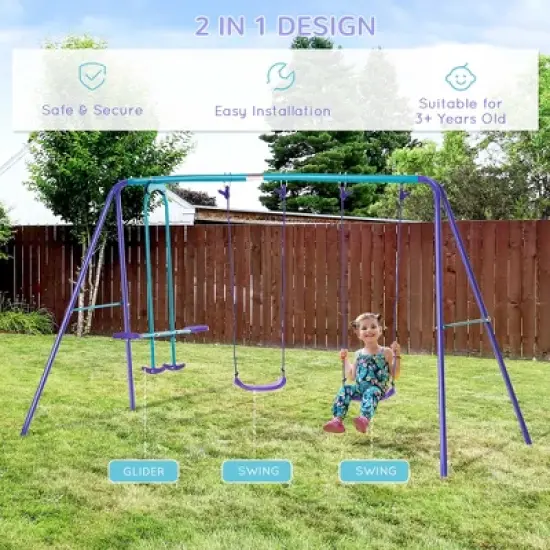 Dexmalle Metal Swing Set with Glider image {3}