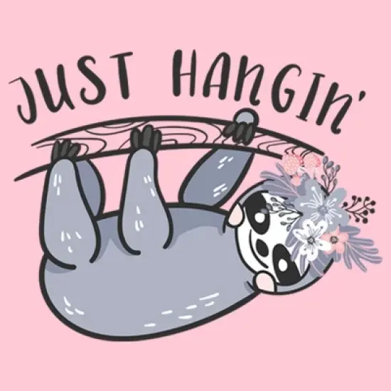 Girl's Lost Gods Sloth Cartoon Just Hanging T-Shirt image {1}