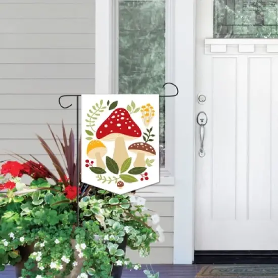 Big Dot of Happiness Wild Mushrooms - Outdoor Home Decorations - Double-Sided Red Toadstool Decor and Party Garden Flag - 12 x 15.25 inches image {5}
