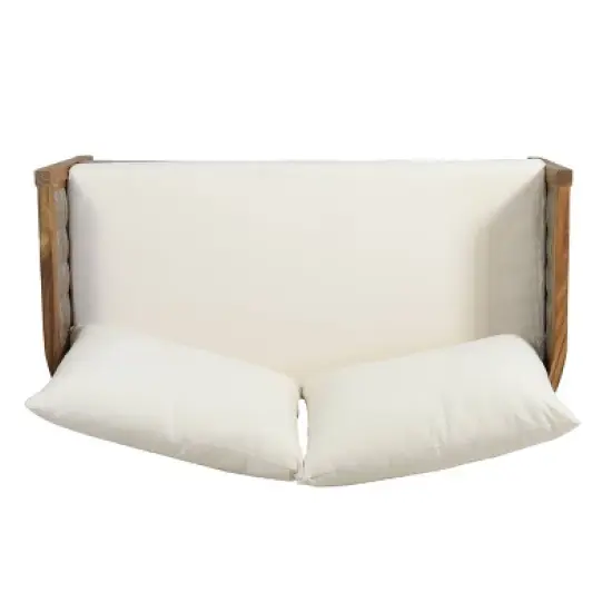 Christopher Knight Home 2pc Burchett Acacia Wood and Rattan Outdoor Loveseat and Coffee Table Set with Cushions image {12}