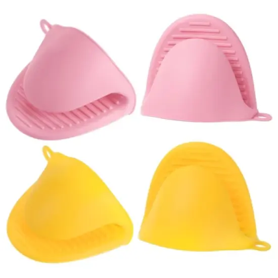 Unique Bargains Heat Resistant Kitchen Utensil Sets Silicone Oven Mitts 4 Pcs image {32}
