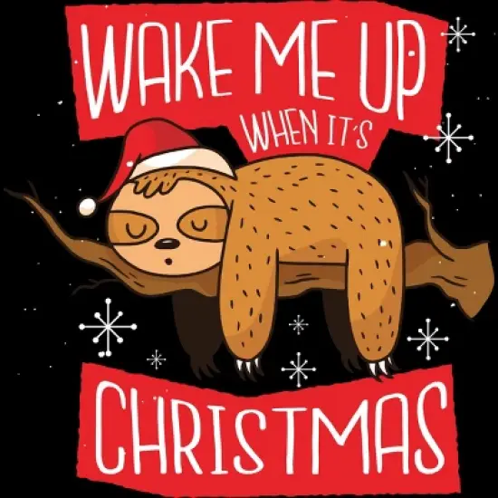 Junior's Design By Humans Christmas sloth By ArtStyleAlice T-Shirt image {1}