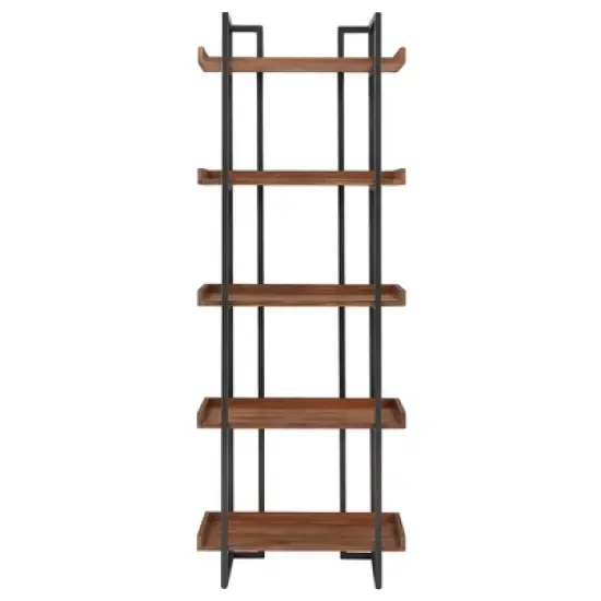 Felicia Rustic Industrial Metal/Wood Etagere Bookshelf - Inspire Q image {1}
