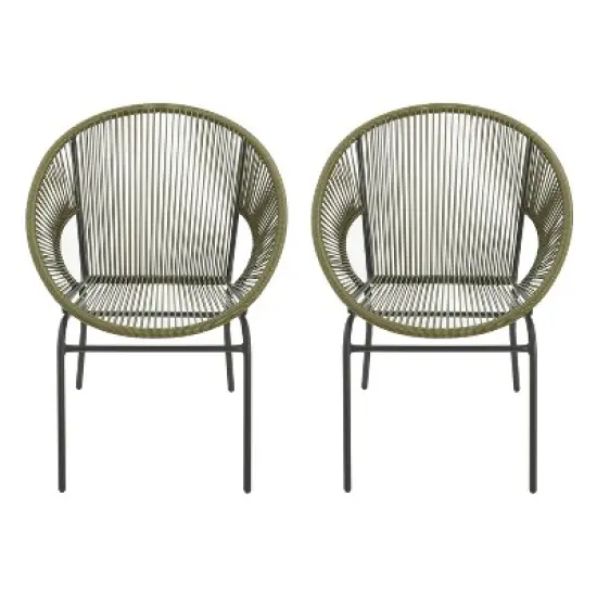 Christopher Knight Home Nusa Outdoor Rattan and Metal Acapulco Weave Club Chairs (Set of 2) image {9}