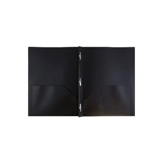 JAM Paper Plastic Two-Pocket School POP Folders w/Metal Prongs Fastener Clasps 382ECBLB image {1}