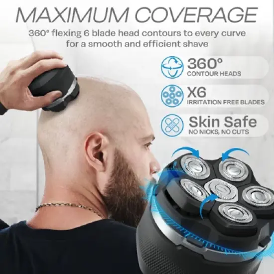HUMMINGBIRD&trade; Head Shavers for Bald Men - MK3 Mens Head Shaver, Detachable Head, Wet/Dry Electric Razor, Rotary Bald Head Shavers for Men, Waterproof image {1}