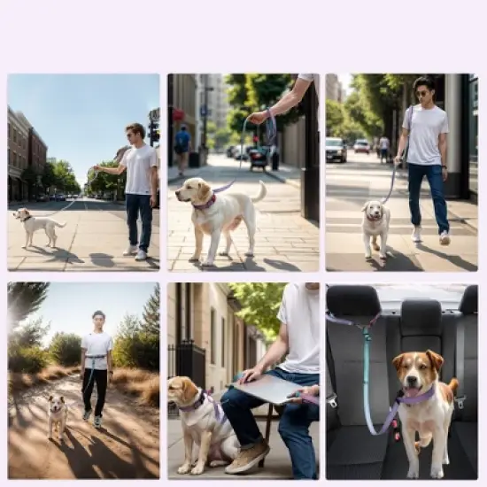 Unique Bargains Hands Free Dog Leash W/ Car Seatbelt 4.7-7.4FT Long 1 Pc image {1}