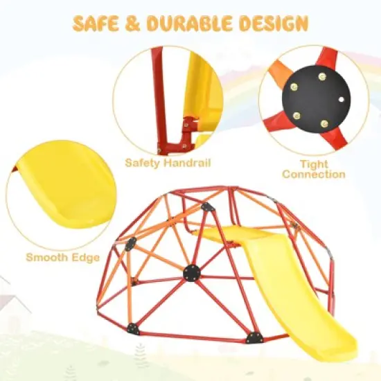 Costway 8FT Climbing Dome w/ Slide Outdoor Kids Jungle Gym Dome Climber image {6}