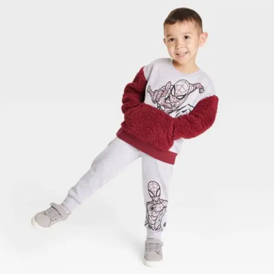 Toddler Boys' Marvel Spider-Man Solid Top and Bottom Set - Red/Gray image {2}