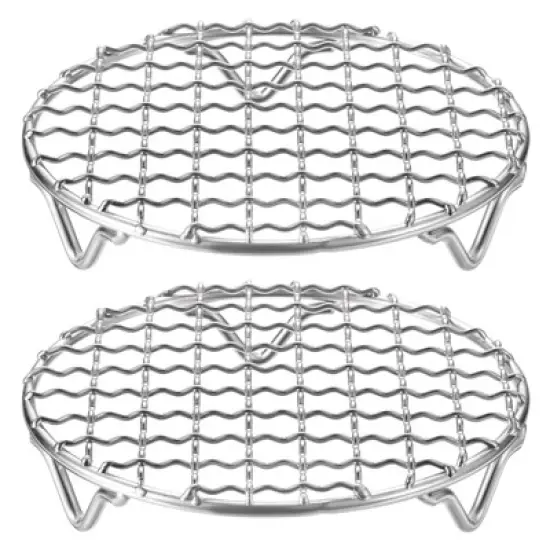 Unique Bargains Stainless Steel Round Cross Wire Barbecue Grill with Legs image {33}