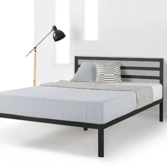 14" Modernista Classic Metal Platform Bed with Headboard Black - Mellow image {5}
