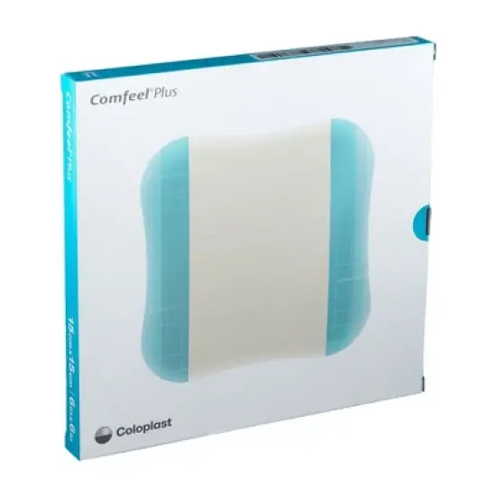 Comfeel Plus Hydrocolloid Dressing 4 x 4" Square Film Backing 33110 10 per Box image {3}